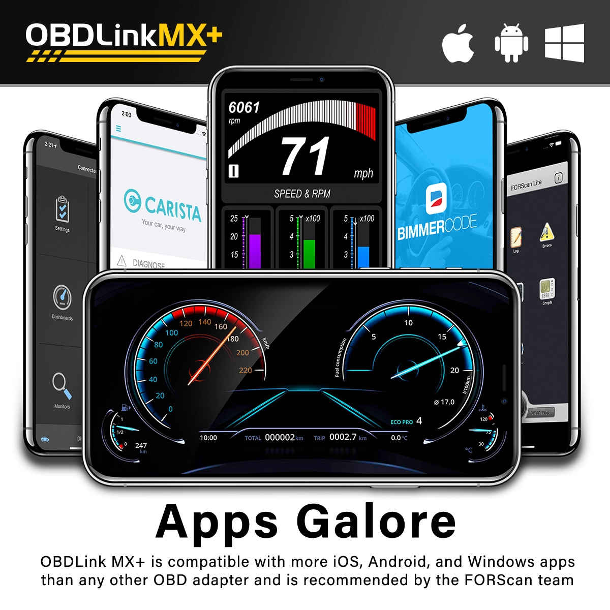 OBDLink MX+ Professional Bluetooth OBD2 Scan Tool For iPhone, iPad, Android & Windows